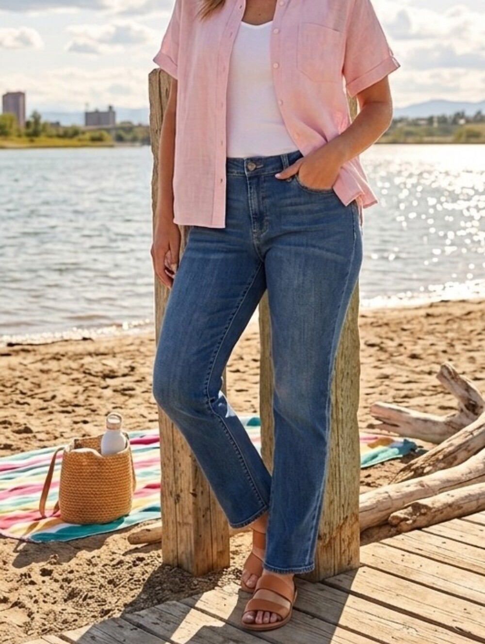 Gap Classic Cotton Handsanded Rinse Denim Size 8R Blue W 16" R 9.5" I 31"
